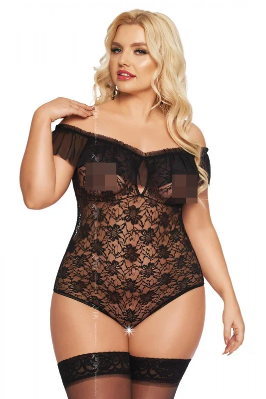 Body schwarz mit Blumenmuster