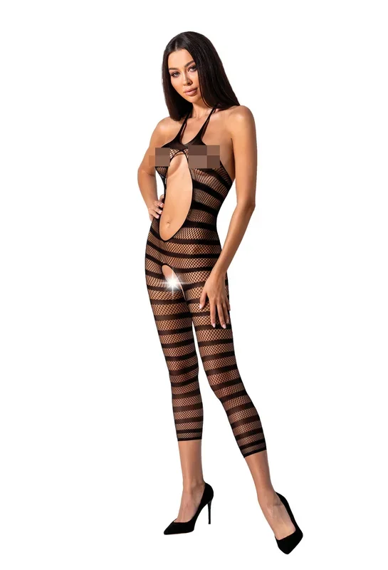 Bodystocking im Streifendesign – schwarz