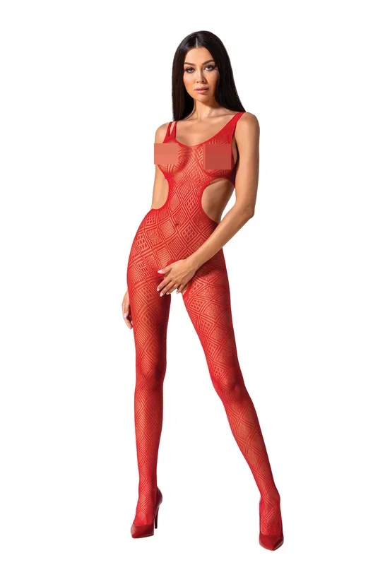 Bodystocking mit quadratischen Muster – rot