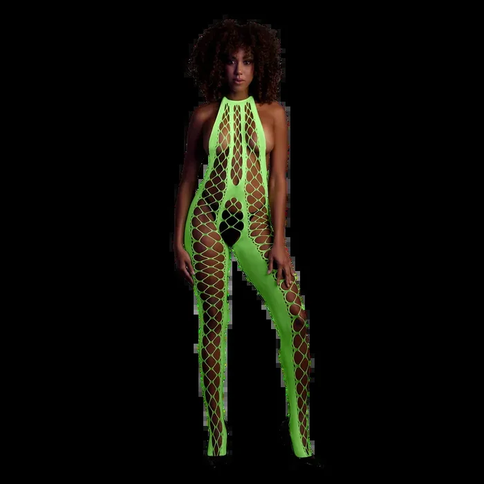 Bodystocking with Halterneck – One Size – Neon Green
