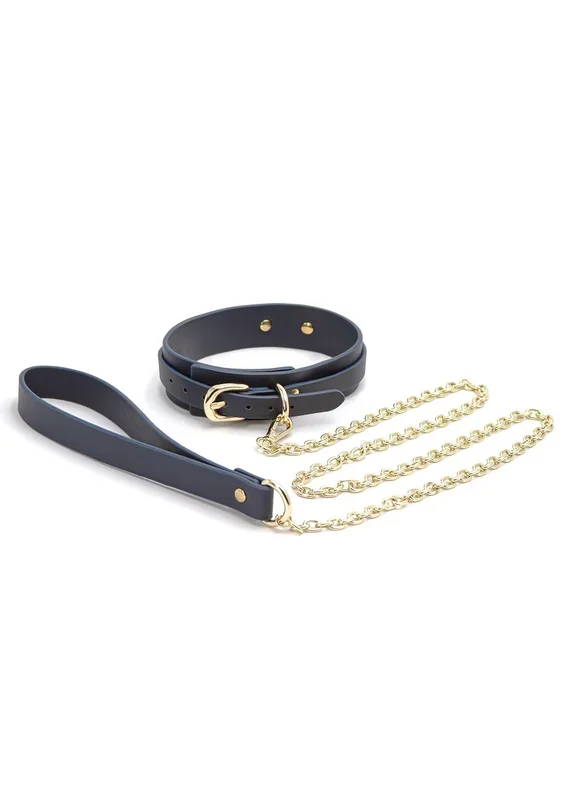 Bondage Couture Halsband und Leine – Blau