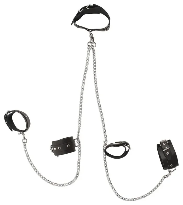Bondage Gurtzeug mit Kragen und Manschetten
