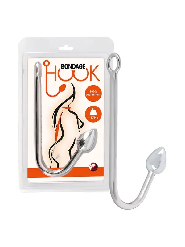 Bondage Hook Aluminium-Analplug mit Bondagehaken, silber