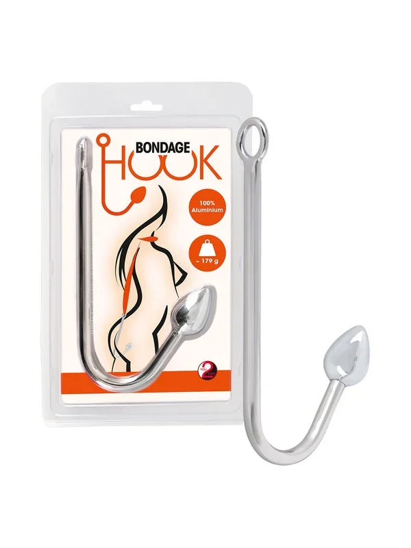 Bondage Hook: Aluminium-Analplug mit Bondagehaken, silber
