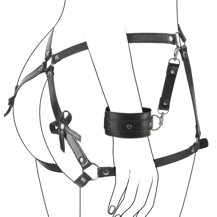 Bondage Set Leder Handschellen Taillengürtel für SM Spiele Paare