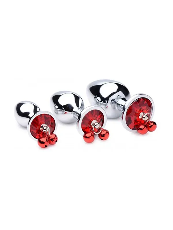 Booty Sparks Red Gem with Bells Set 3er Analplug-Set, silber/rot