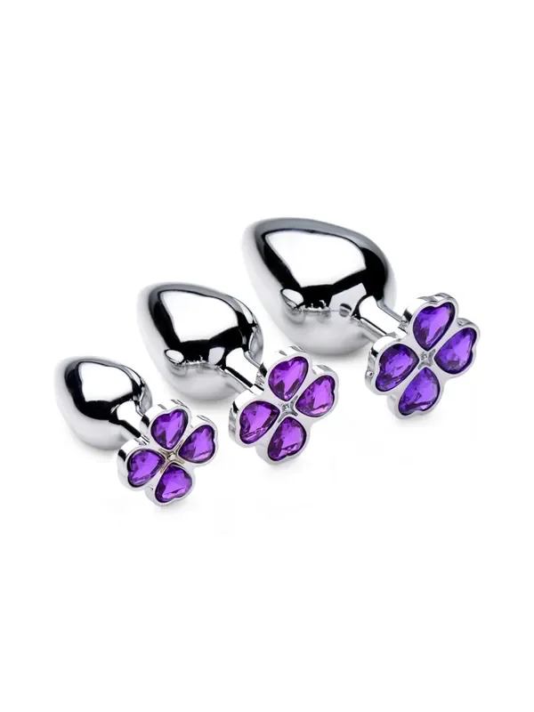 Booty Sparks Violet Flower Gem Anal-Plug-Set 3-teilig, silber/lila