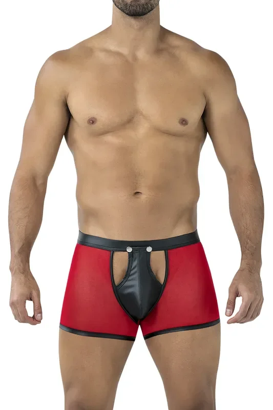 Boxer-Shorts aus Netz mit abnehmbaren Suspensorium – Rot