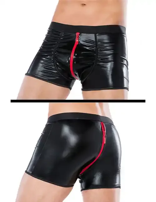 Boxershort Wetlook Reißverschluss schwarz