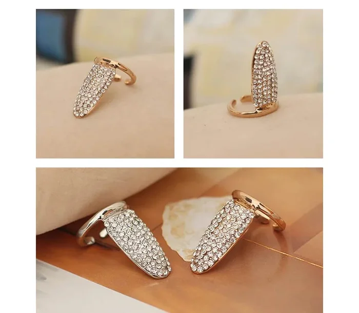 BRIGADE MONDAINE Signature Bague d’Ongle Or et Strass