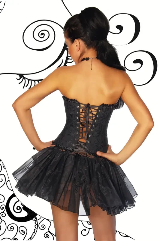Brokat Corsage mit dekorative Schleife Schwarz