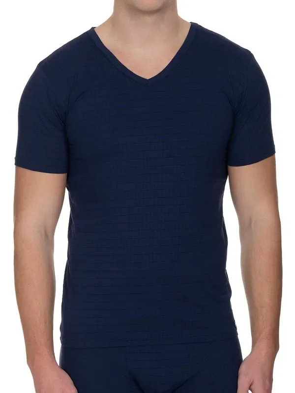 Bruno Banani Check Line 2.0 V-Neck-Shirt, marine