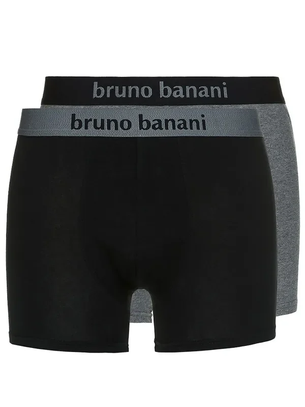 Bruno Banani Flowing Short 2er Pack, schwarz/grau