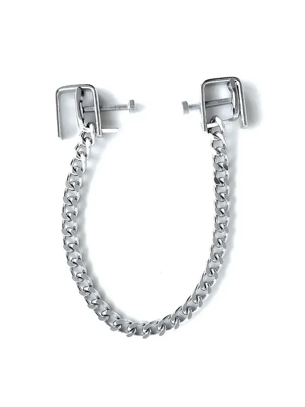 BRUTUS Jackscrew Nipple Clamps Nippelklemmen mit Kette, silber