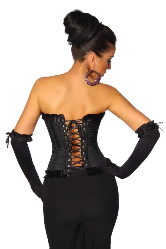 Burlesque Satin Corsage mit Rüschenborte schwarz
