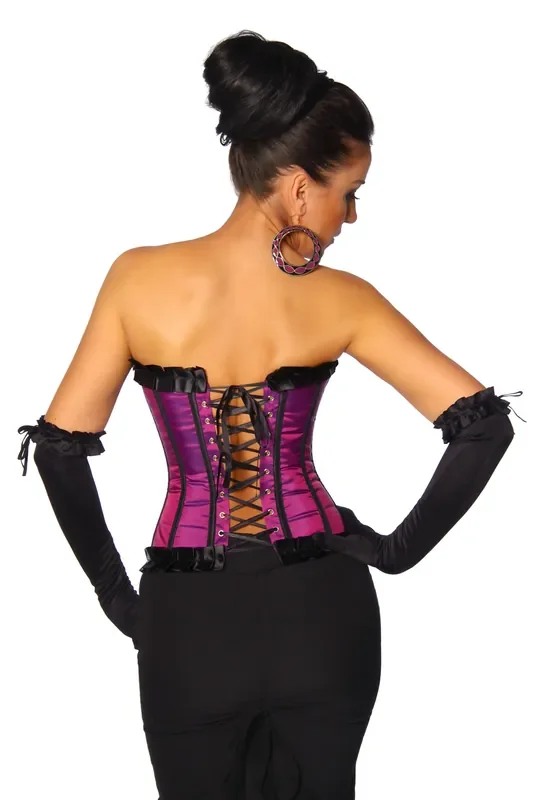 Burlesque Satin Corsage mit Rüschenborte violette