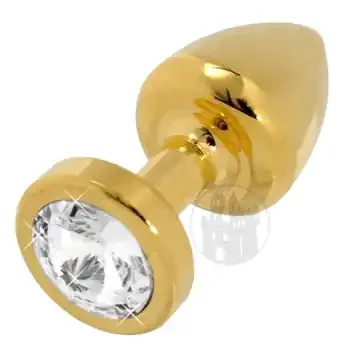 Buttplug gold, klein mit Kristall