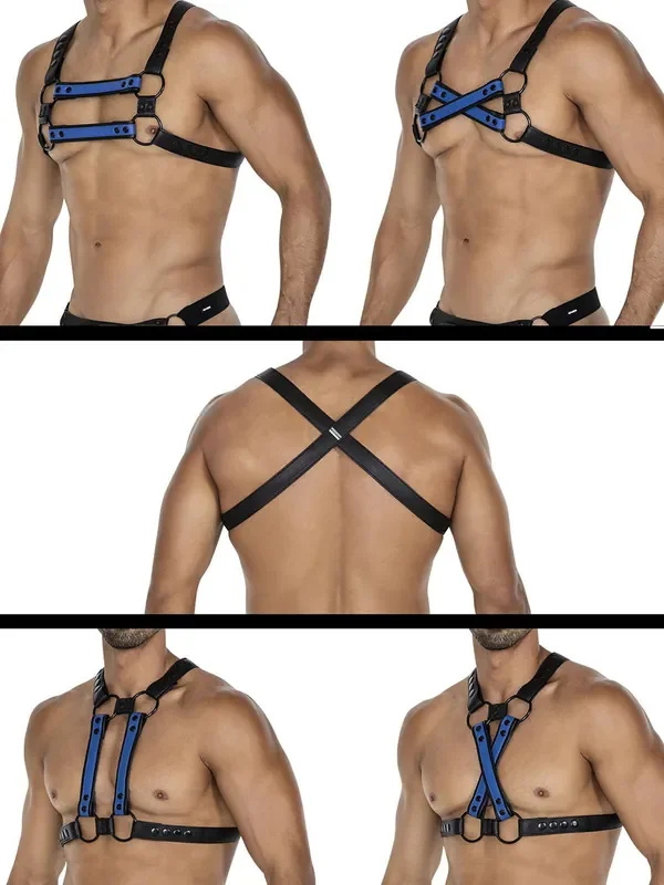 C4M H4RNESS Brust-Harness, schwarz/blau