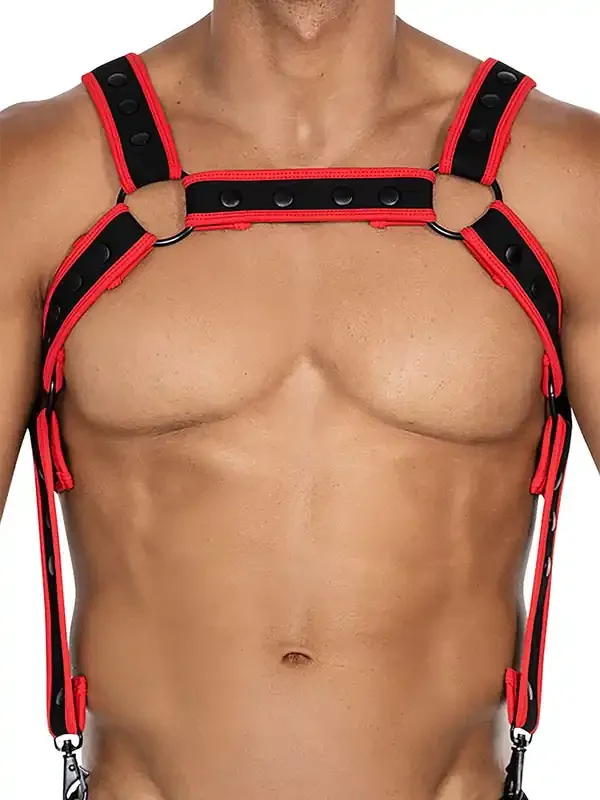 C4M H4RNESS Neopren-Harness, schwarz/rot