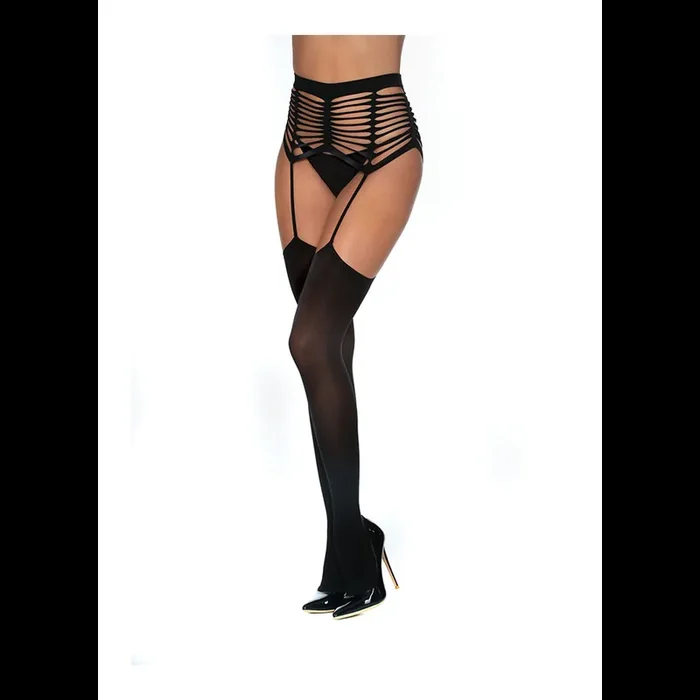 Caged Seamless Garter Belt Pantyhose – One Size