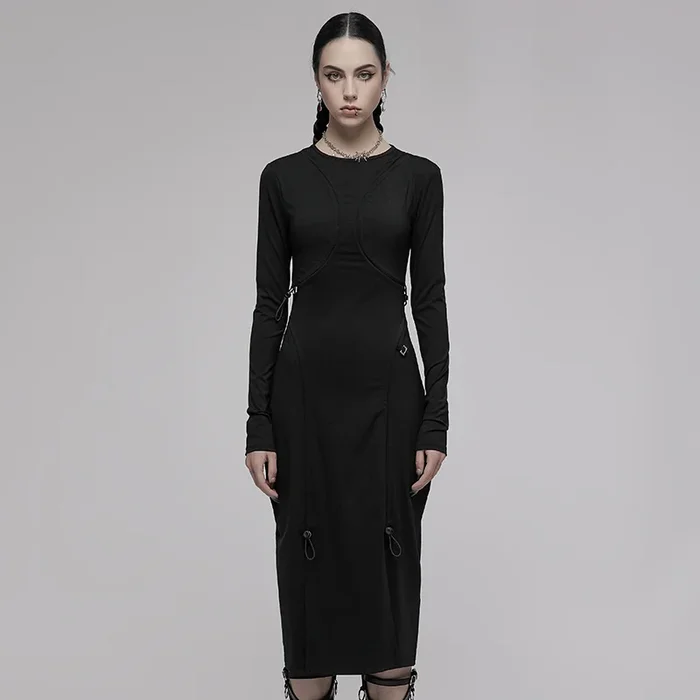 Casual Gothic Midi-Kleid