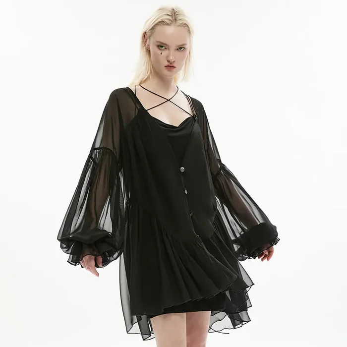 Casual Romantic Gothic Tunika mit lockerem Schnitt