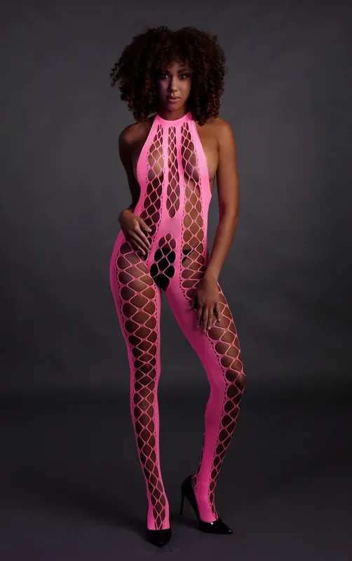 Catsuit mit Neckholder – Rosa