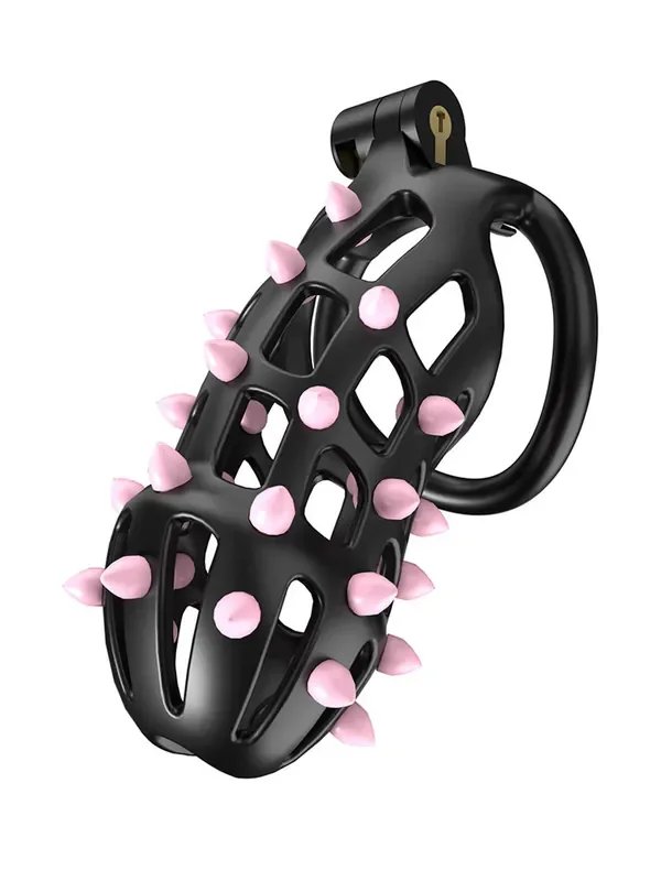CELLMATE FlexiSpike Chastity Cage Size 4 Peniskäfig mit Spikes Größe 4, schwarz/pink