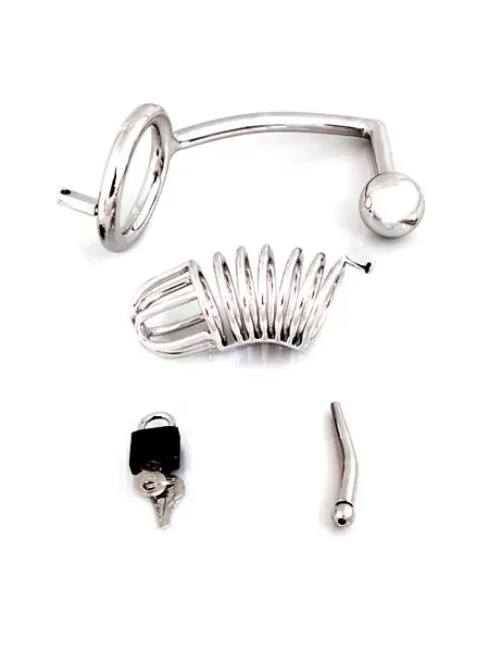 Chastity Cage with Screw Keuschheitskäfig mit 50mm Ring, Dilator und Analplug
