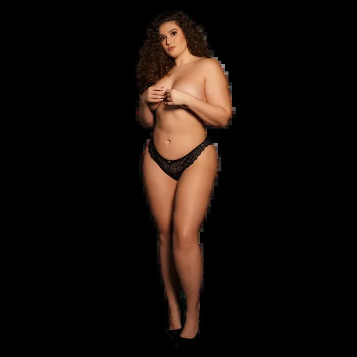 Claire – Elastic Lace Brief with Golden Details – Plus Size