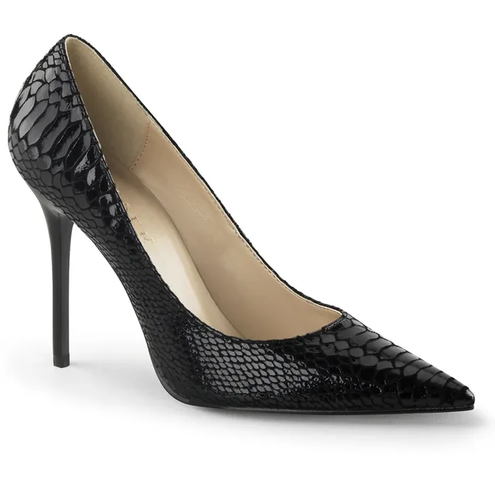 Classique-20SP (High Heel Größe 7 – Gr. 37, High Heel Farbe Schwarz Leder Snake Print)