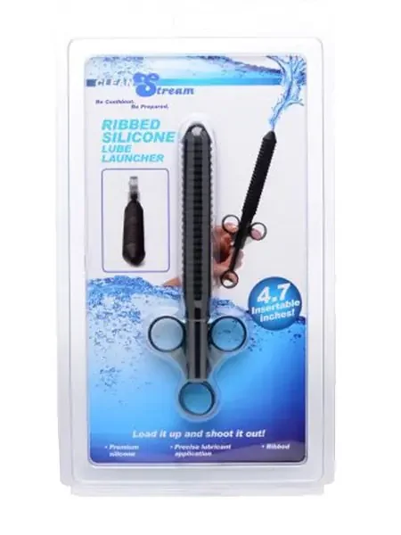 Clean Stream Ribbed Gleitgel-Applikator, schwarz