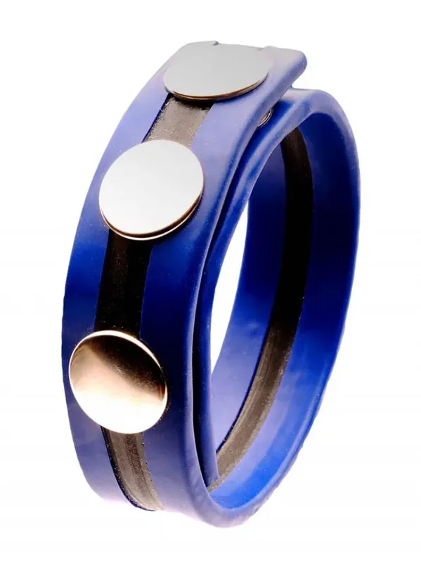 Cockring Gummi 3 Druckknöpfe Blau