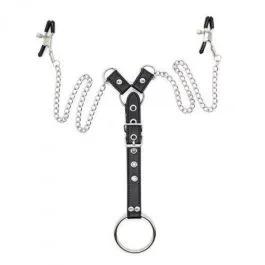 Cockring mit Brustwarzenklemmen Verstellbar