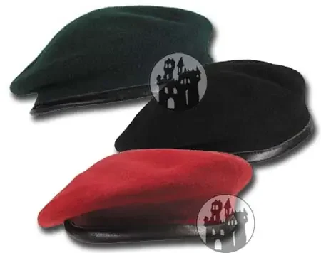 Commando Barett mit Lederrand (Farbe Grün, Grösse 58)