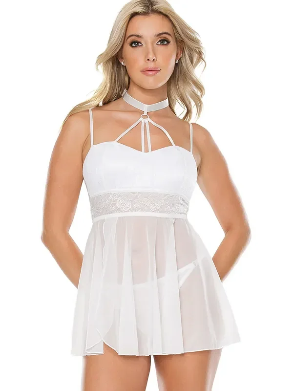 Coquette Babydoll mit String, weiß