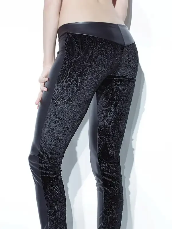 Coquette Wetlook-Samt-Hose, schwarz