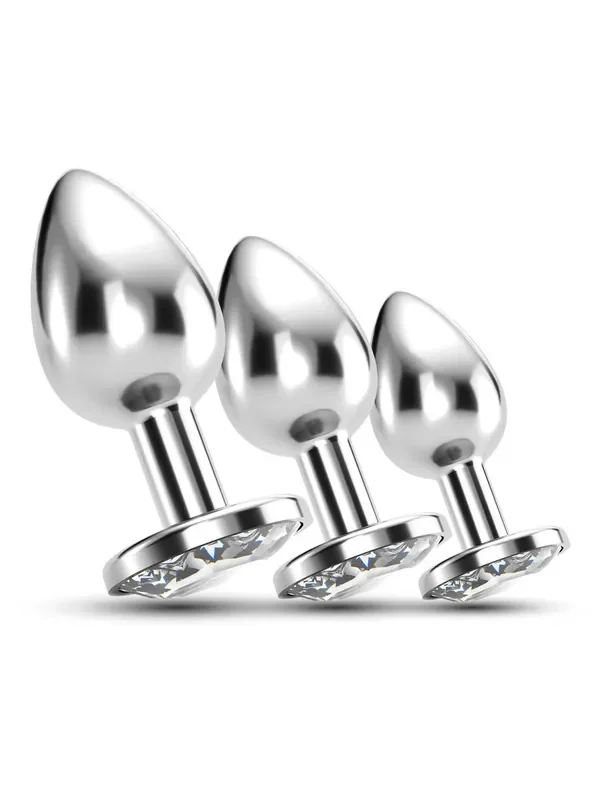 Crushious Bijou 3-teiliges Analplug-Set, silber/transparent