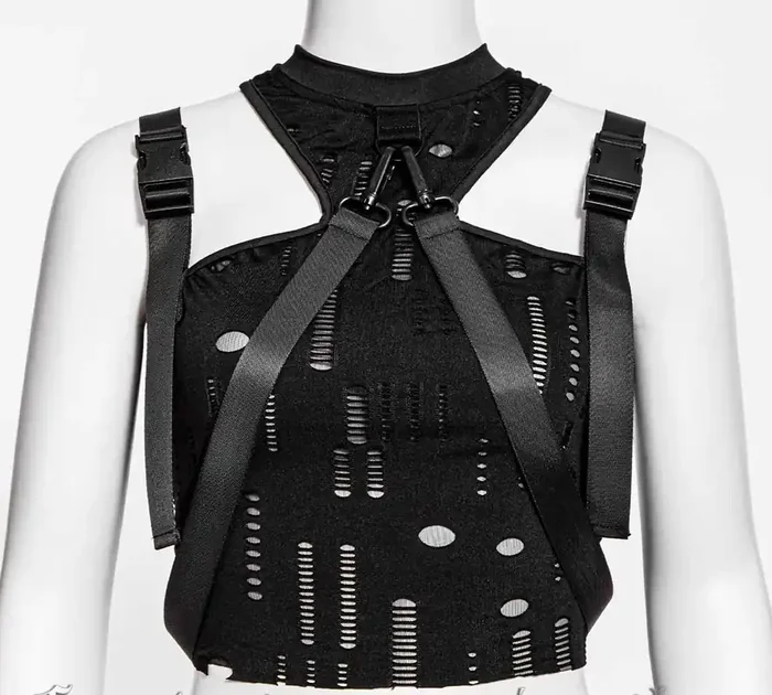 Damen ärmelloses Techwear-Oberteil mit Riemchendetails