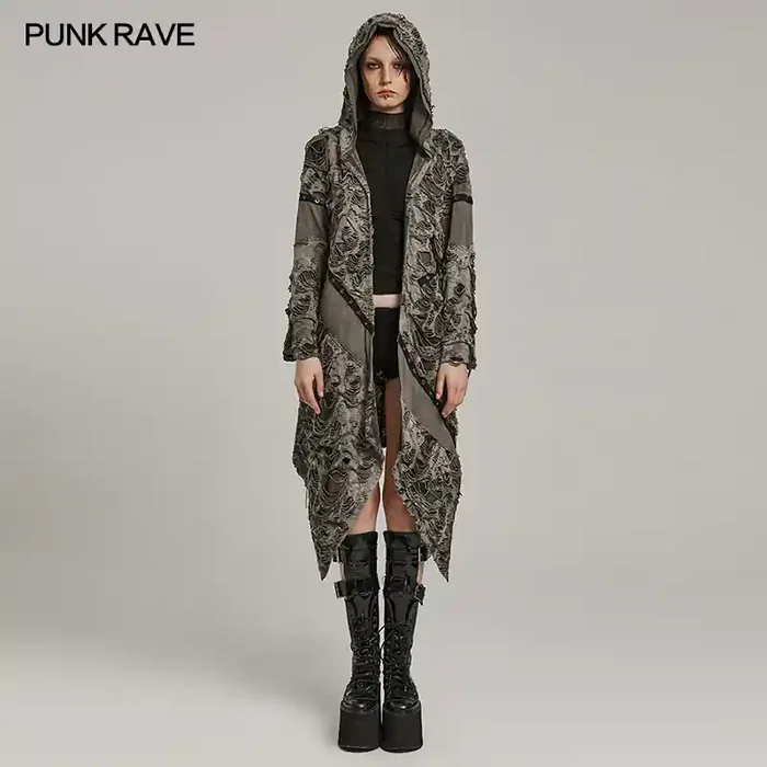 Damen Dark Punk Cardigan mit Kapuze
