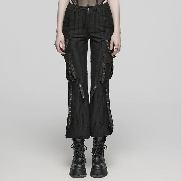 Dark Punk Cargo-Style Trousers mit Multi-Strap Details