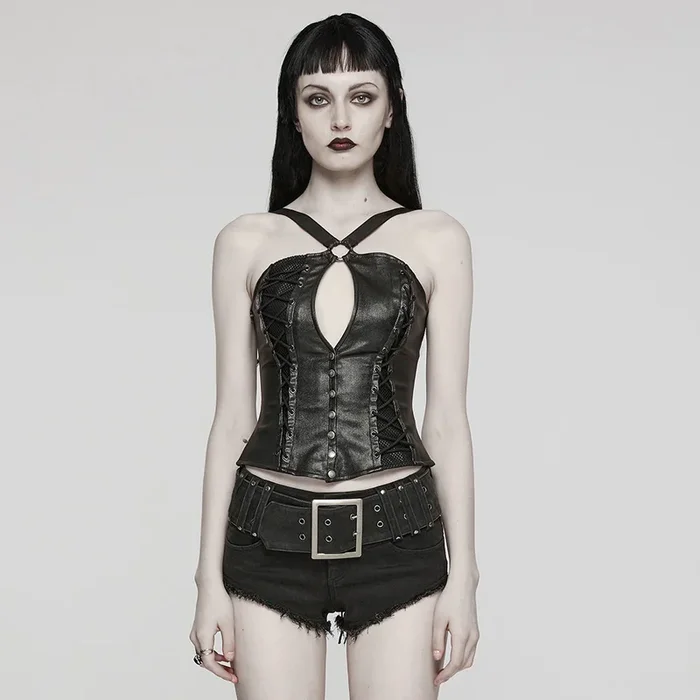 Dark-Punk Korsett-Top mit Lace-up-Details