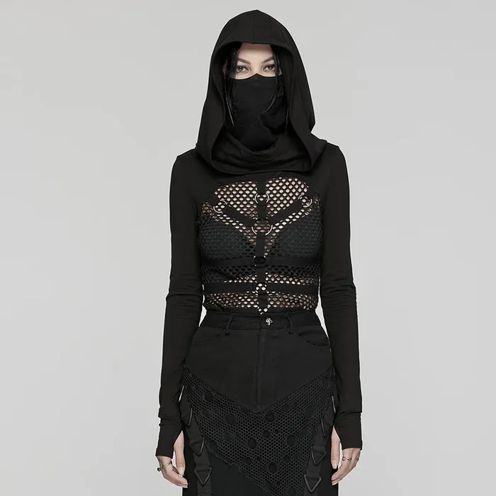 Dark Punk Long-Sleeve Top mit High-Neck