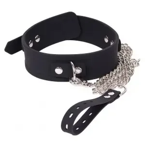 Deluxe Halsband und Leine Schwarz