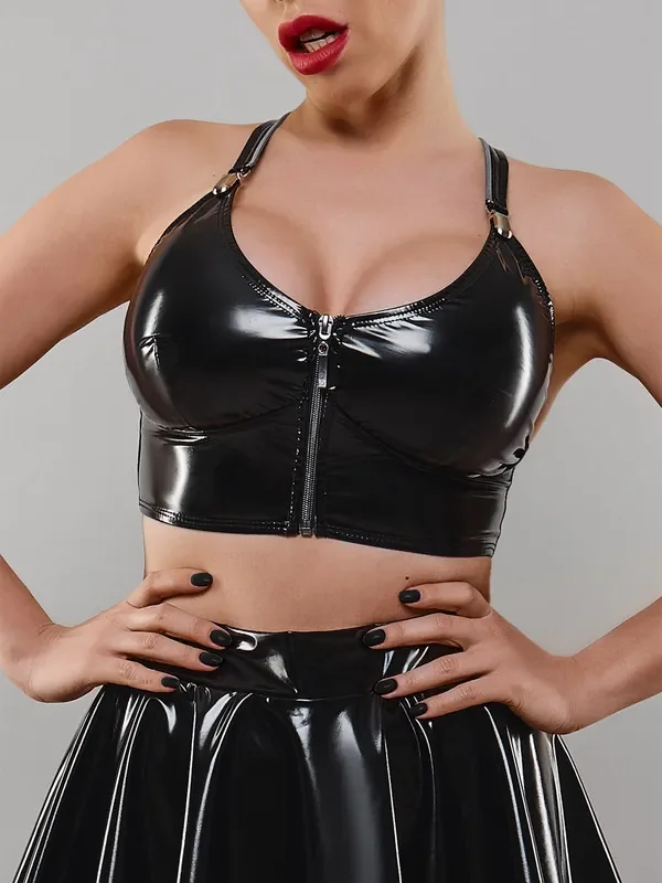 Demoniq Eike Lack-Top, schwarz