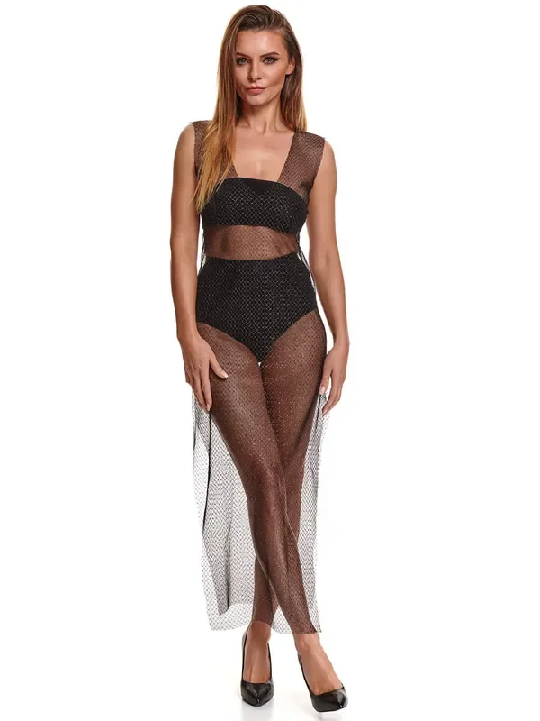 Demoniq Iolanda Netzkleid lang, schwarz/silber