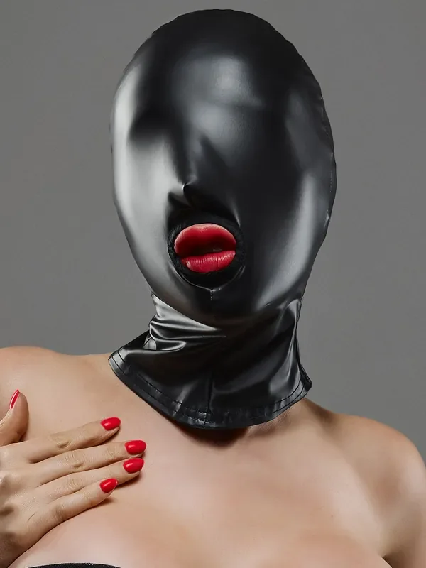 Demoniq TDMaskblack003 Wetlook-Kopfmaske, schwarz