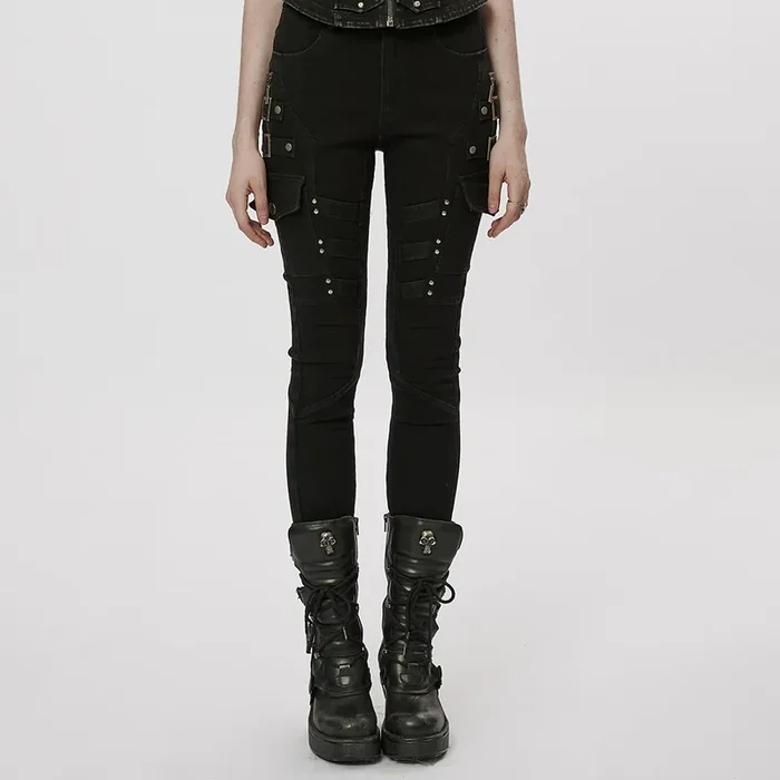 Denim Hose mit Strap-Details