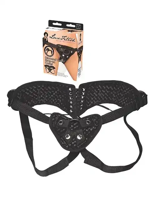 Diamond Velvet schwarz Strap-On Corset