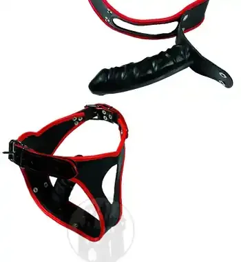 Dildoslip schwarz-rot
